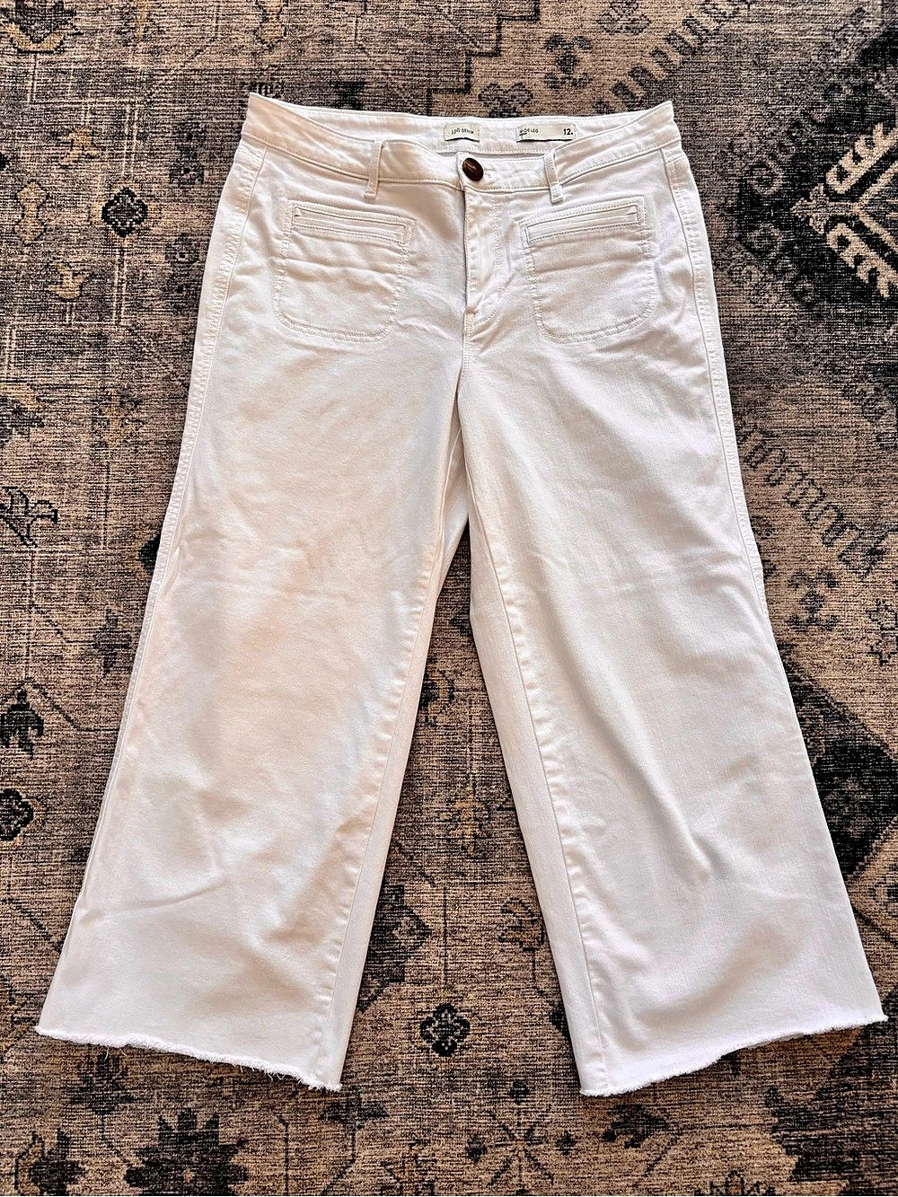 J. Jill Wide Leg Crop White Jeans Size 12R